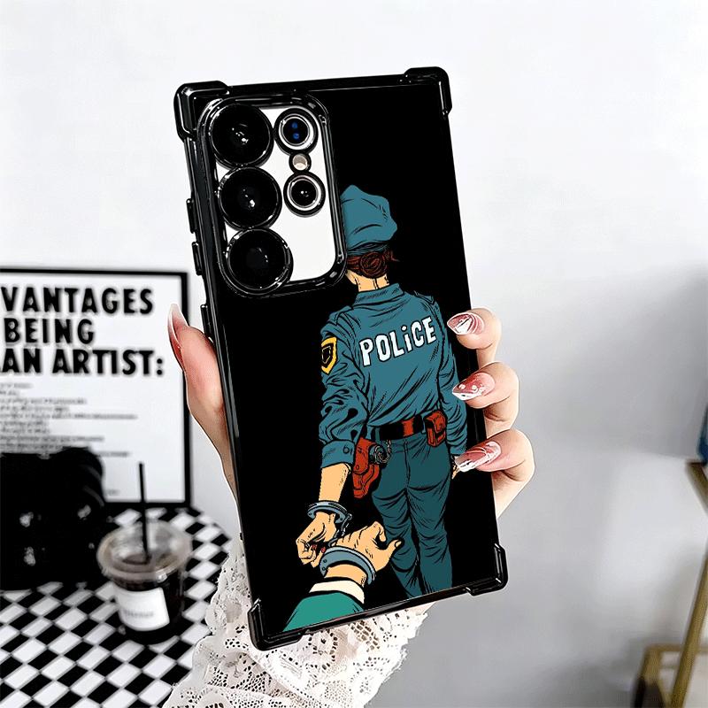 Police FBI ID Card Swat Soft Phone Case For Samsung Galaxy S26 Ultra S25 Edge S24 FE S23 Plus S22 S21 + S20 Plating Anti-Fall Fu