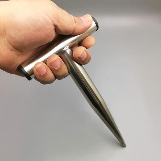 Hand-Steckwerkzeug aus Edelstahl, Pflanzlochstecher, Gartengerät mit T-Griff, Bodenstecher zum Pflanzen von Zwiebeln, Tulpen, Narzissen, Gemüse