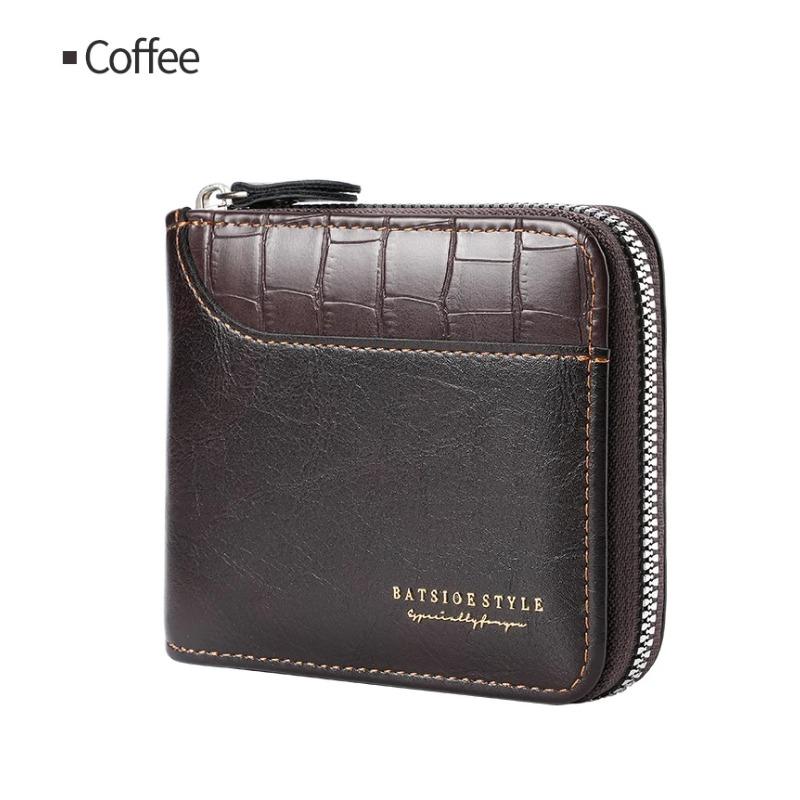 Leather Men’s Wallet Luxury Mens Purse Male Zipper Card Holders with Coin Pocket Rfid Wallets Gifts for Men Money Bag