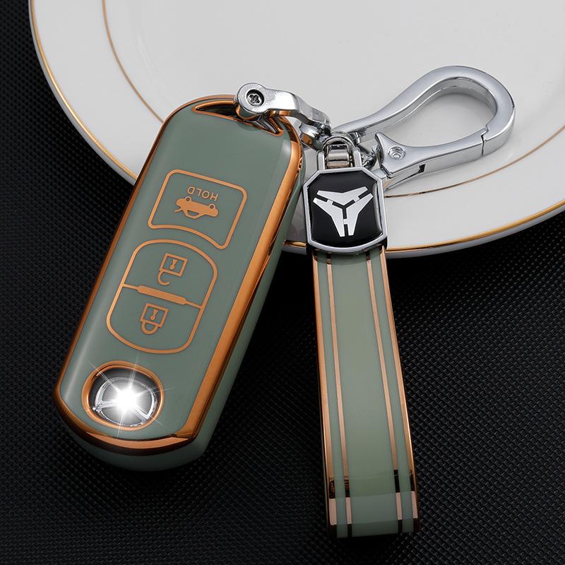Husă cheie cu ramă aurie pentru modelele Mazda CX-30, Atez, CX-4, CX-5, CX-8 cu 2/3 butoane