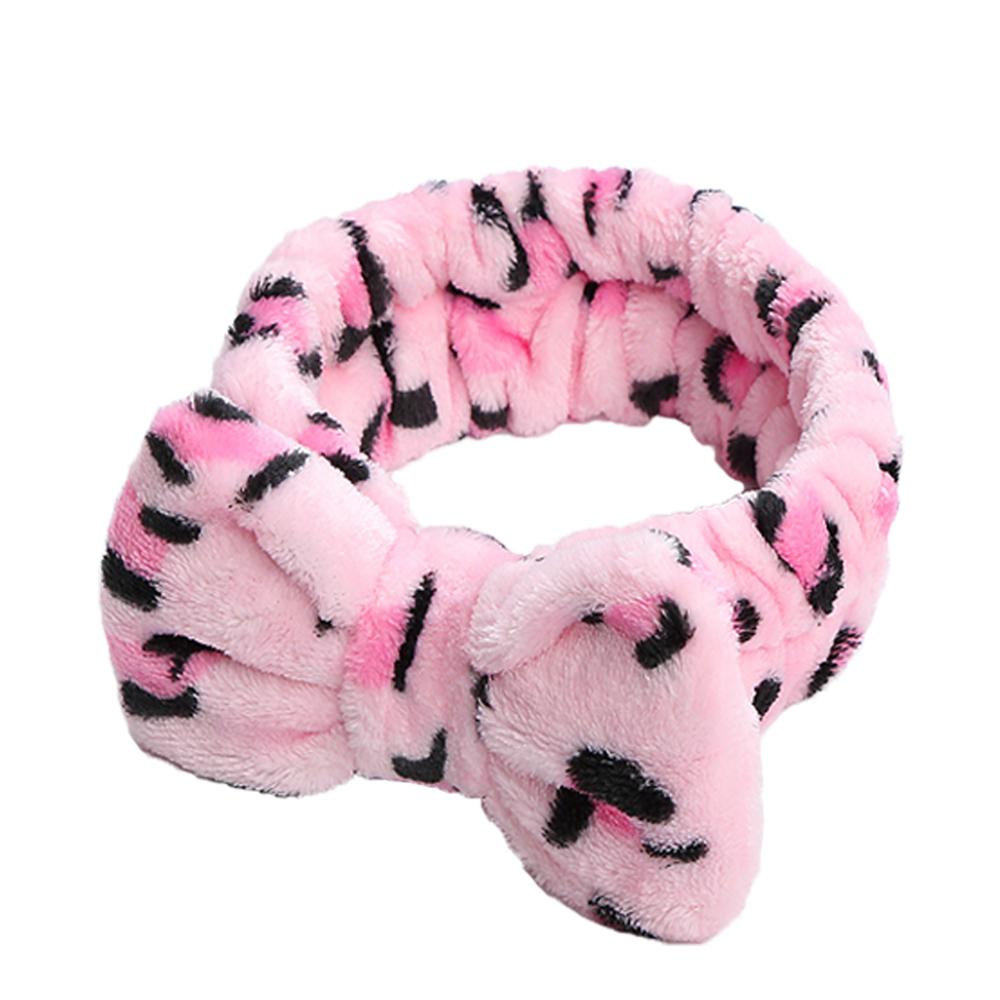 1pcs Spa Headband with  Bow for Women, Facial Makeup Headbands, Soft Coral Wool Headbands for Showering, Face Washing, Hair Acce