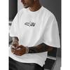 European sizes Men's T-Shirt - Breathable, Casual Street Style, Round Neck, Loose Fit, Black with White Print