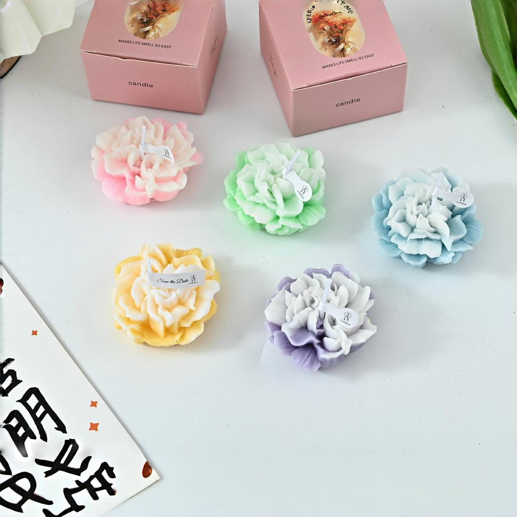 Carnation Scented Candle - Handmade Fragrance, Floral Wax Gift for Teacher's Day, Party Favor in National Style Flower Shape
