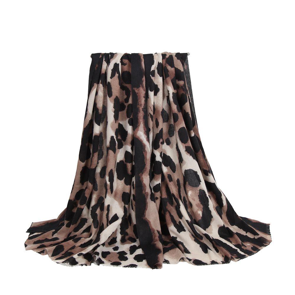 Wool Women's Shawl Leopard Print Lady Scarves Wraps Fashion Foulard Pashmina Hijabs Hijab Use