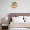 Silent 10-inch Wall Clock, Nordic Style, Wood Grain Finish, Modern, Natural, Analog, Round Shape, for Living Room, with Wall Hook (Black)