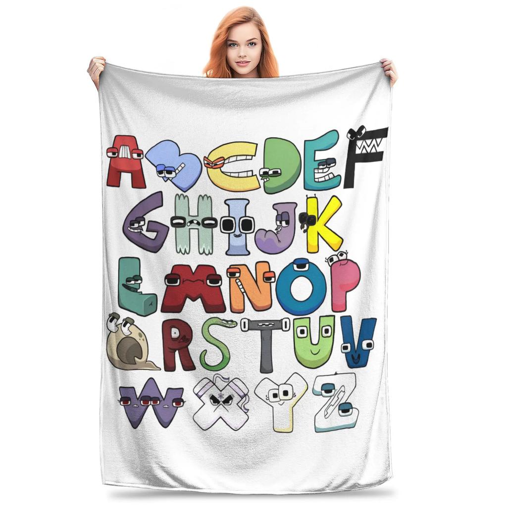 Alphabet Lore Anglický Kreslený Plyšové Deky Padouch Písmeno ABC Novinka Deku na Gauč pro Domov 130*100cm Prošívaná Teplá