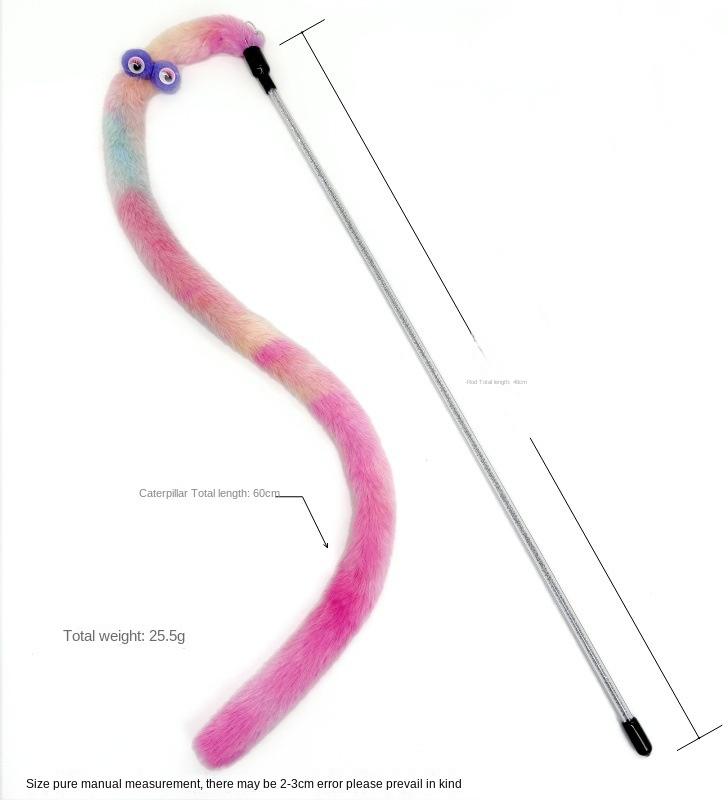 Cat Long Caterpillar Cat Amusing Stick Super Cute Big Eyes Plush with Bell Bite-resistant Plush Cat Toy