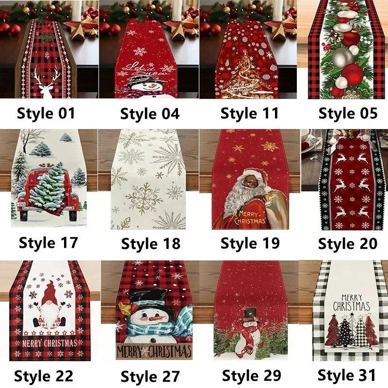 2023 Christmas Table Runner Cloth Merry Christmas Decoration for Home Tablecloth Xmas Cristmas Ornament Navidad New Year 2024