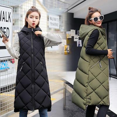 Chaleco largo y cálido con capucha para mujer, informal, esponjoso, grueso, de talla grande, para otoño e invierno