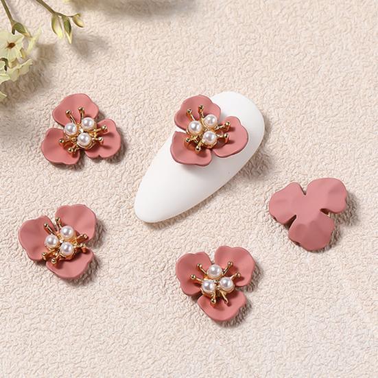 Yousheng 5Pcs Flower Nail Decor Fashionable Stylish Nail Accessories Artificial Pearl Flower Nail Art Stud for Salon