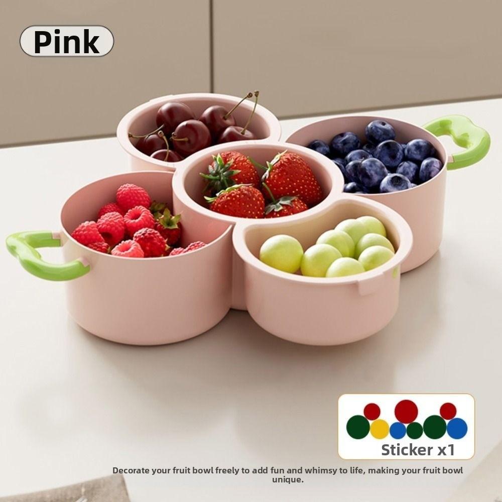 2 In 1 Dried Fruit Plate Double-layered with Drainer Fruit Drain Basket Large Capacity Creative Food Storage Tray