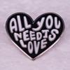 Metal Badge Heart-Shaped Music Pin All You Need Is Love English Brooch