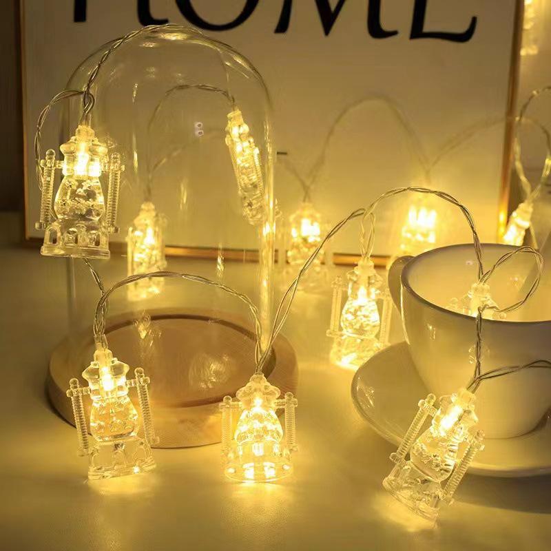 Eid al-Adha Star & Moon LED String Lights with Kerosene Lamp & Moon Castle for Muslim Feast of Sacrifice Décor