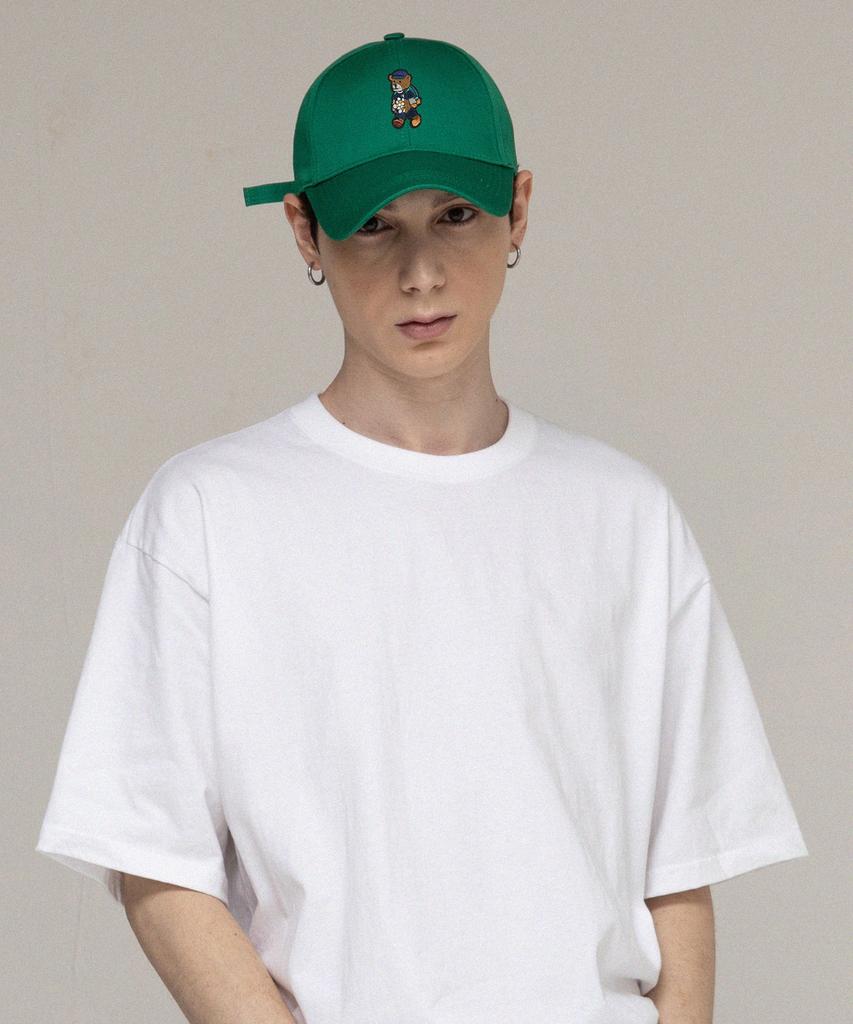 GRAVER [Unisex] Daisy Bouquet Bear Embroidered Ball Cap_Green