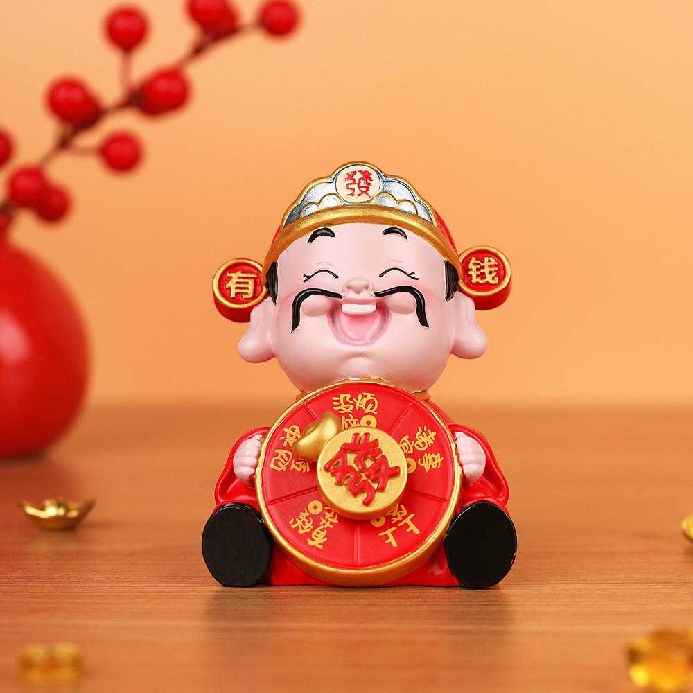 Prosperity Wealth God Resin Car Ornament With Lucky Symbols For New Year Gift