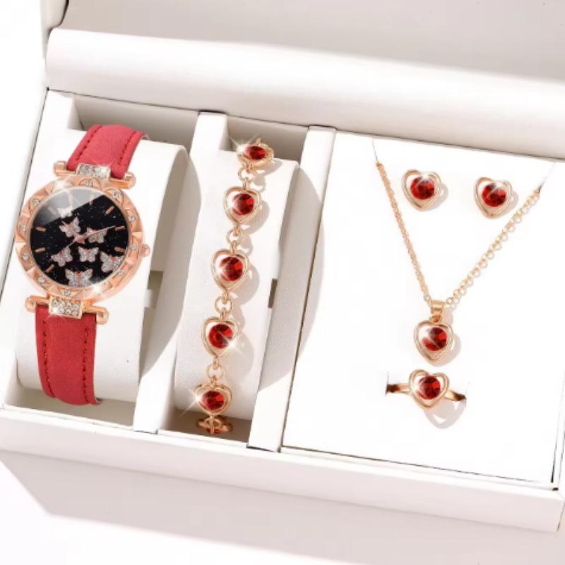 2024 TEUM Korean Style Leather Ladies Quartz Watch with Rhinestone Jewelry