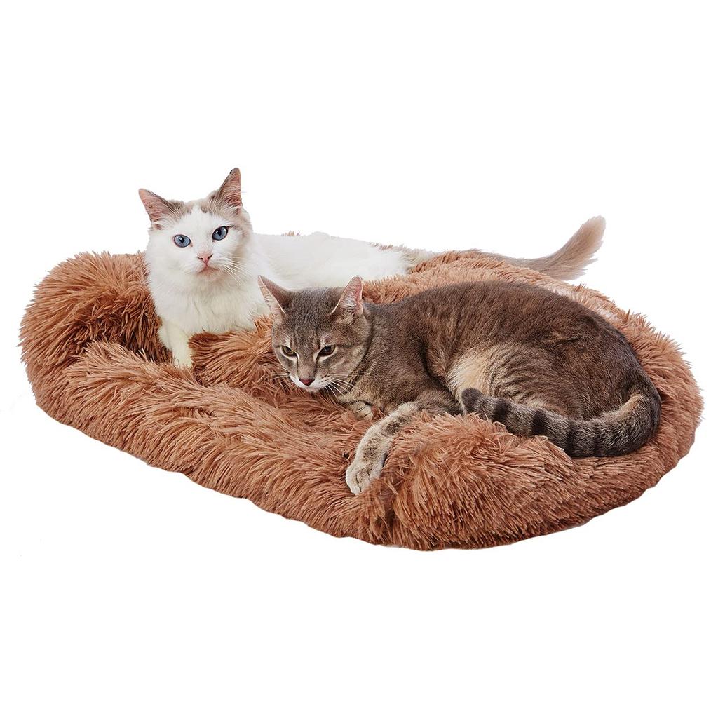 Petio Fluffy Dome Bed for Dogs and Cats, Wide, Cinnamon