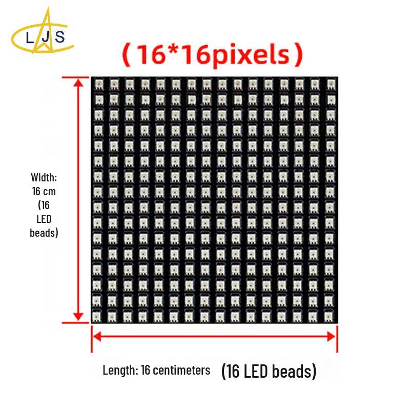 WS2812 Dream Color RGB LED Dot Matrix Flexible Display Screen, Programmable DC5V Full Color Point Light Source.