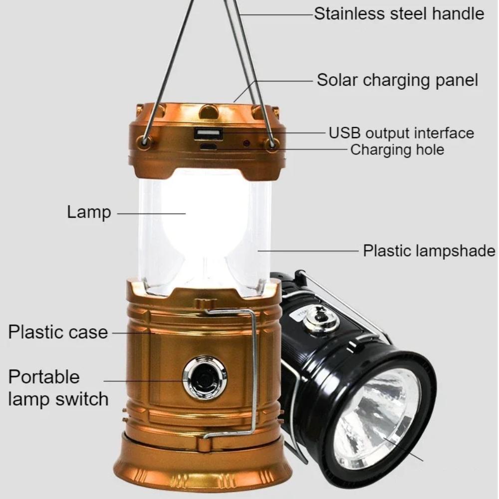 Rechargeable Solar LED Portable Multifunctional Torch Lamp Flame Flashlight Emergency Outdoor Hiking Tent Hanging Camping Light