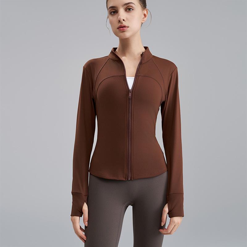 

Женская флисовая куртка для йоги слим-фит - Воротник-стойка, Утепленная для осени/зимы S