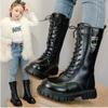 Autumn Long Boots For Girls PU Leather Trend  Teenager Girl's  Boots Korean Style Big Girl's Party Footwear