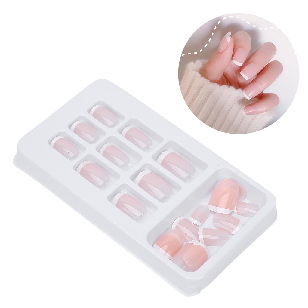 24PCS French Nude Nails Short Press Full Cover Ballerina Artificial Nail Tips for Daily DIY Salon
