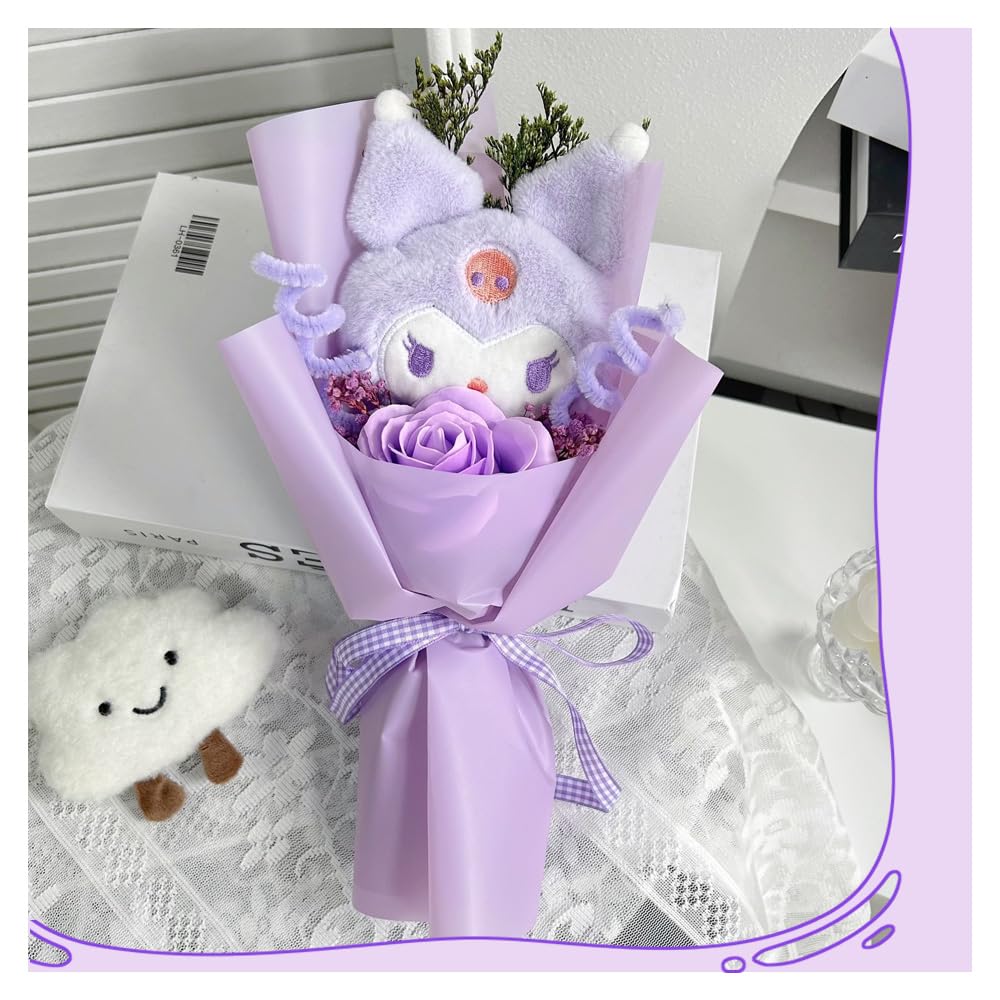 Sanrio Kuromi Cute Plush Creative Artificial Gift with Message Get Well Gift for Entrance Recitals Bouquet, Toy, Popular, Gift, Decorative, Cute,
