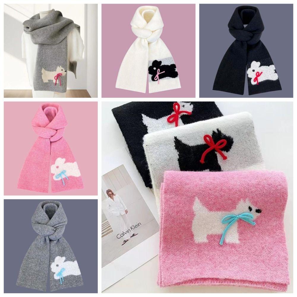 Polyester Scarf Thick Knitted Scarf Cute Shawl  Winter