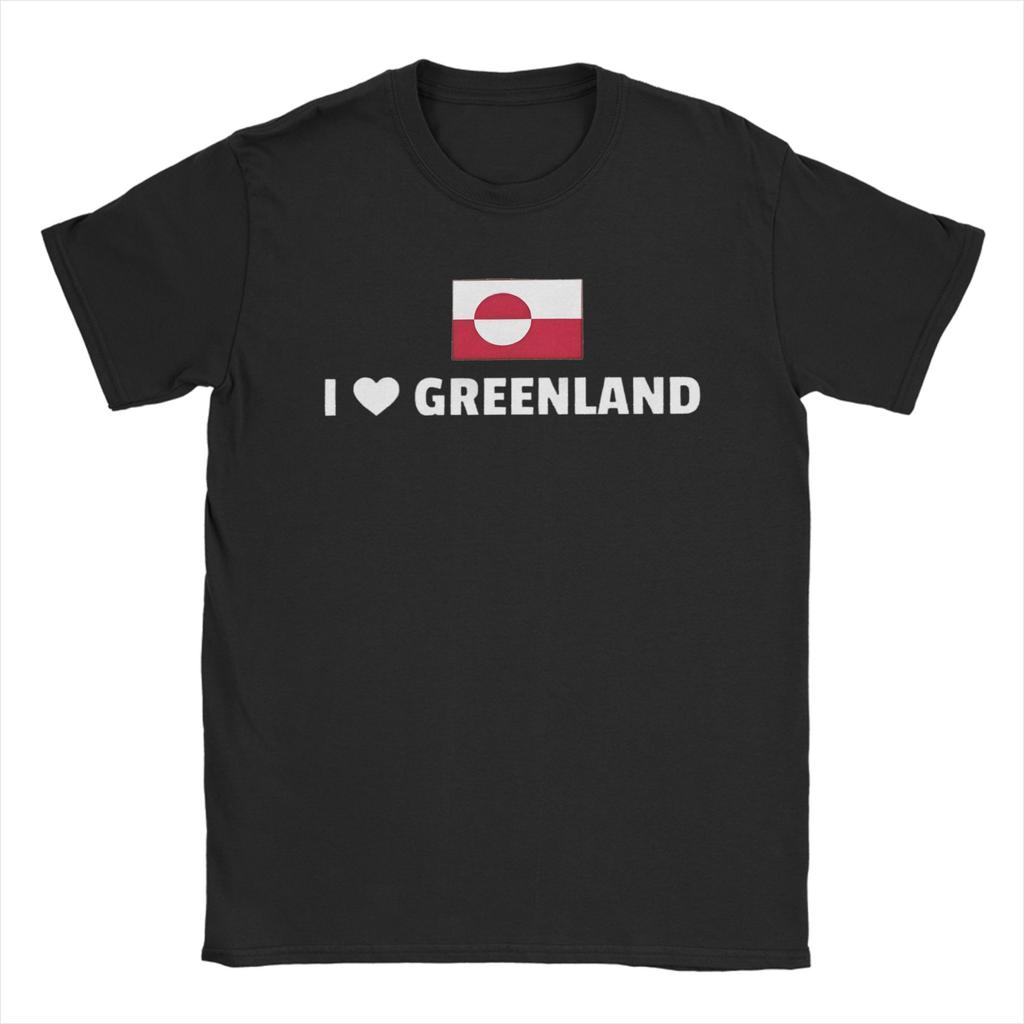 Greenland Flag TShirts Men Funny Pure Cotton Tee Shirt Crew Neck Short Sleeve T Shirts Gift Idea Clothes