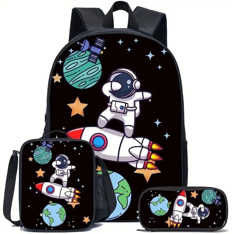 Ensemble Trois Pièces Cartable Scolaire pour Enfants, Cartable École Primaire, Sac Bandoulière Imperméable en Polyester, Trousse à Crayons. Ship according to the picture