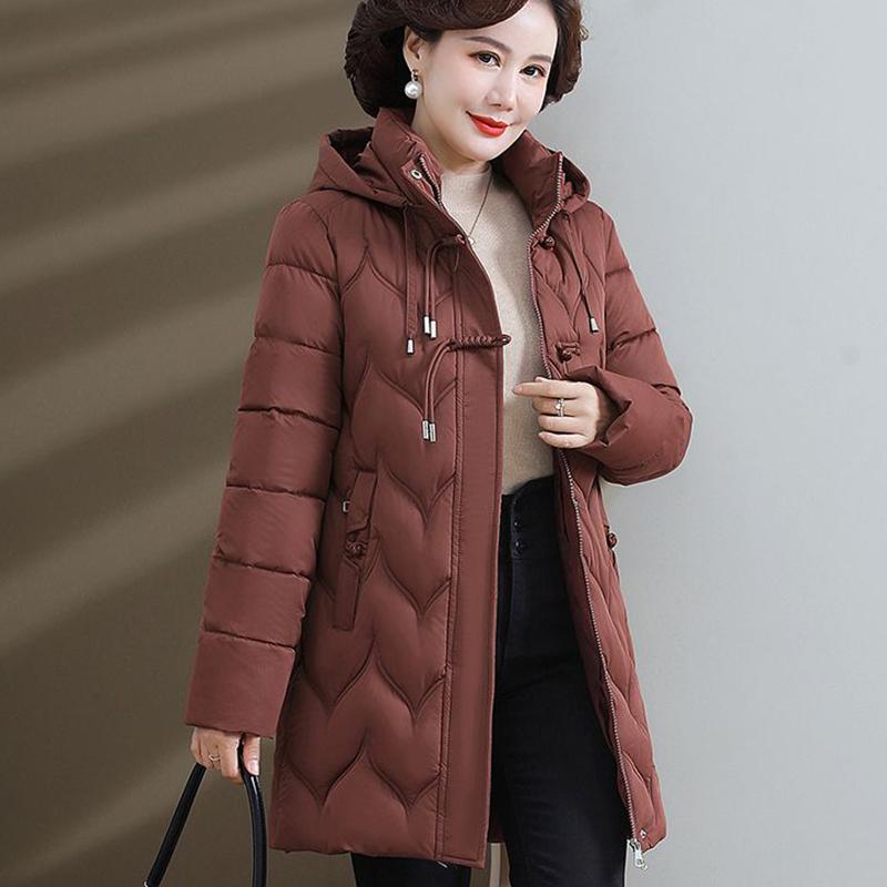 Winter Fashion Slim-fit Hooded Down Cotton-padded Jacket Women's Thickened Warm Temperament Medium Length Coat