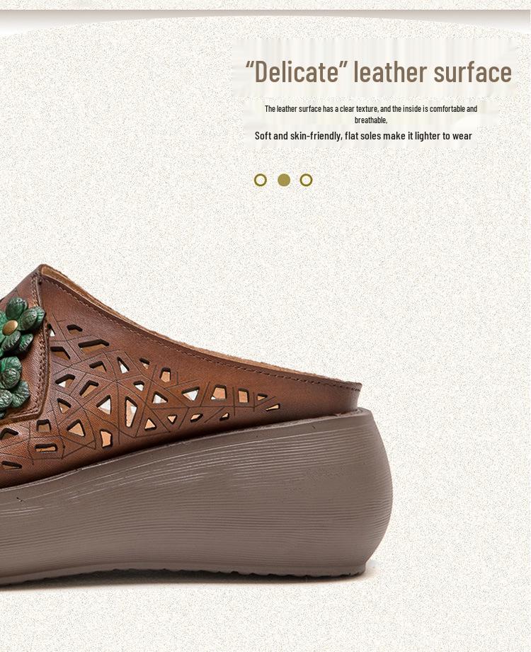 Shanghai Jiezhou 2024 Ethnische Keilabsatz Peep-Toe Atmungsaktive Damen-Slipper