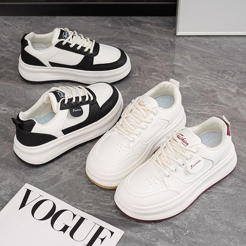 Thick soled white shoes for women mesh shoes for autumn  breathable and casual sports board shoes for students