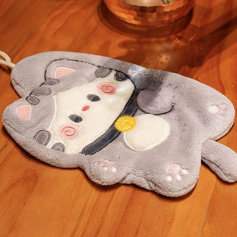 Cat Hand Towel,Quick-drying Water Absorption,No Hair Loss,Coral Fleece Hand Towel Hanging Cute Bathroom Rag Handkerchief Towels