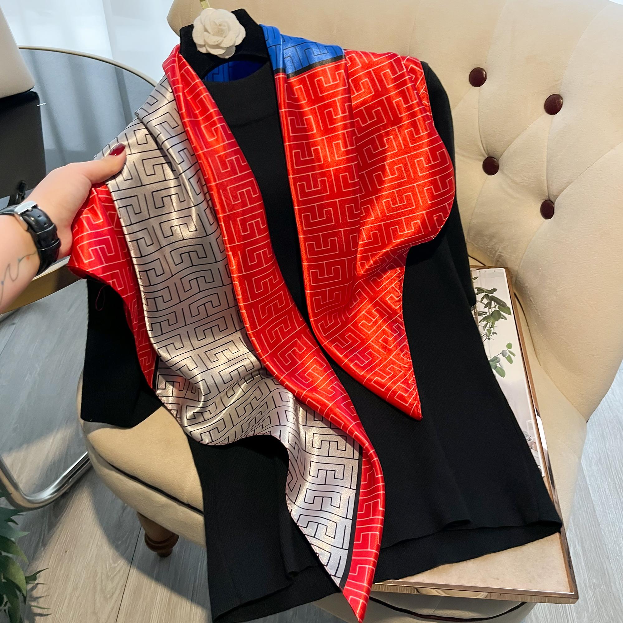 

Luxury Silk Feeling Square Scarf Women Print Satin Neckerchief Spring Hair Band Foulard Bandana Echarpe Tie Shawl Wraps