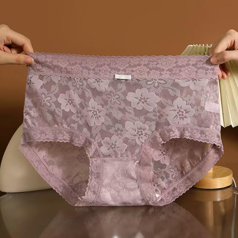 

Кружевные бесшовные трусики антибактериальные больших размеров со средней посадкой, приятные к коже, дышащие и сексуальные трусики с треугольной резинкой для женщин XL фиолетовый