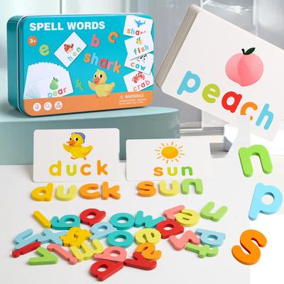 New Wooden Animal Alphabet Words Games Board Puzzles Montessori Educational Toy Cognitive Ability Learning Toys For Children