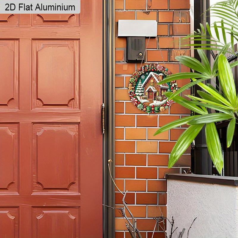 2D Flat Aluminium Christmas Sign with Candy House Pattern - Charming Figurine Ornaments - Ideal for Front Door, Wall, Porch, Window Decor - Ideal