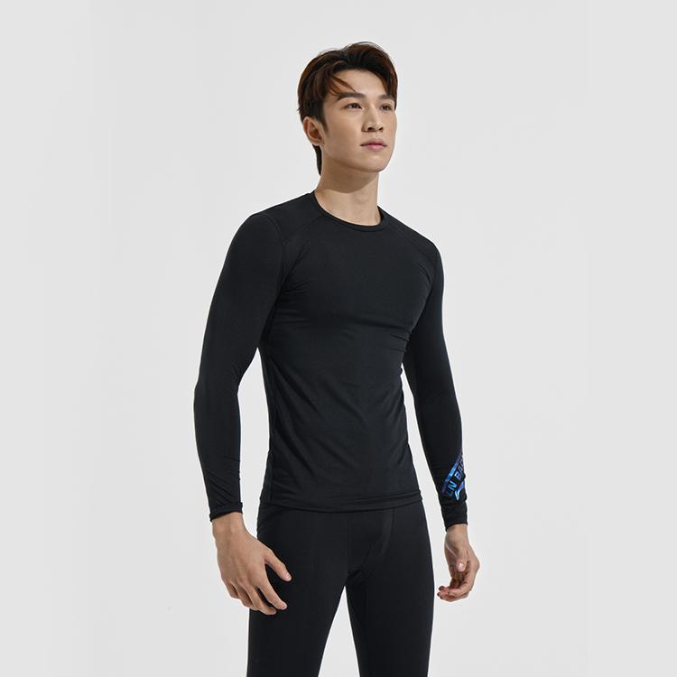 Li Ning Badminton Series Solid Color Logo Sports Long Sleeve Fitness Shirt Men tops Black AUDR101-3