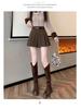 Women's Khaki Woolen Pleated High-Waist A-line Shorts - Autumn/Winter 2025 Collection