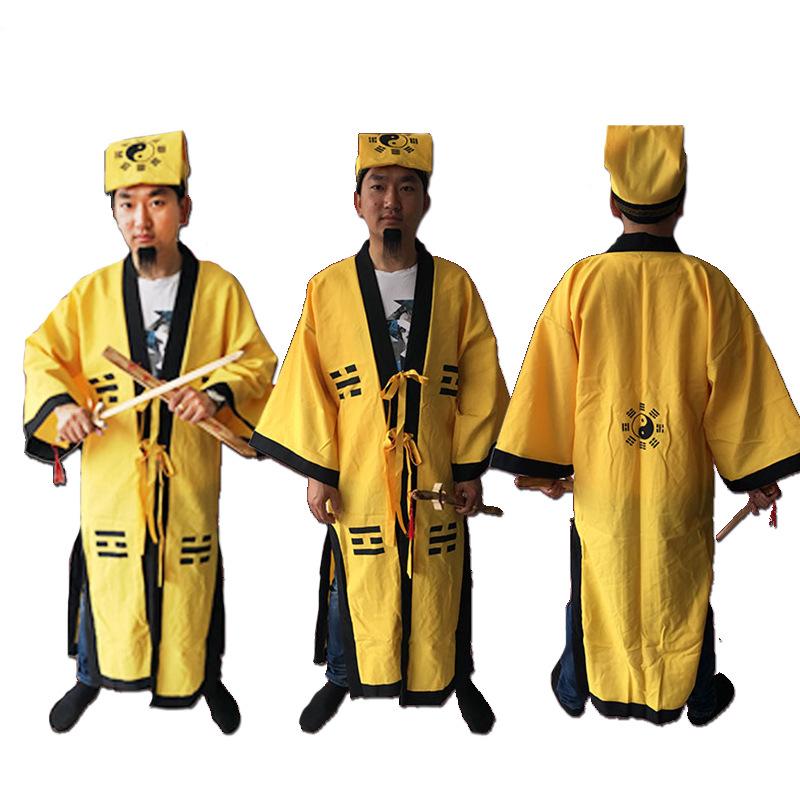 Taoist Robe & Tai Chi Bagua Costume: Scary Zombie Prank Halloween Outfit for Master Priests