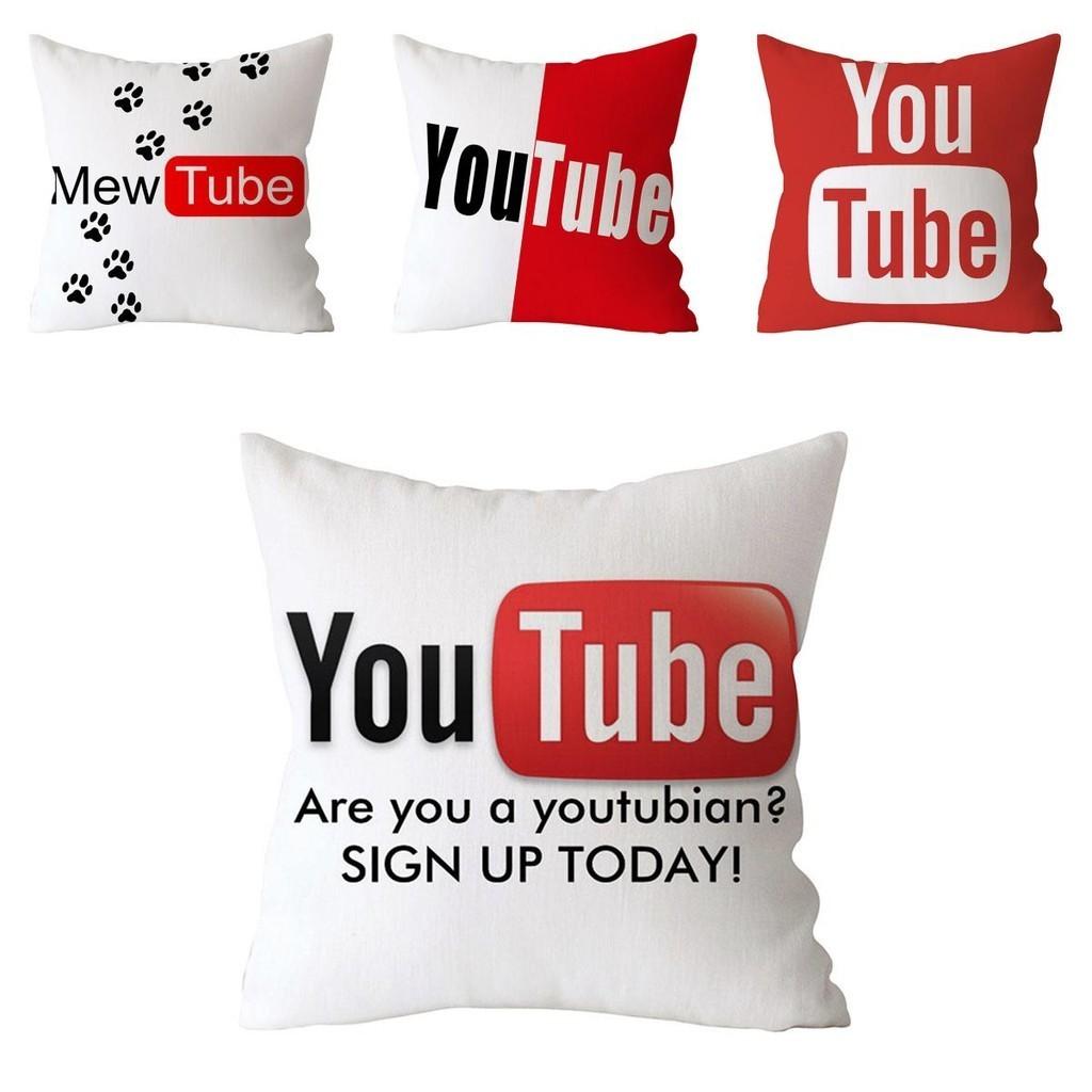 Бавовняна лляна наволочка з унікальним дизайном Youtube Play Movie Video Music Subscribe для декору дому та офісу