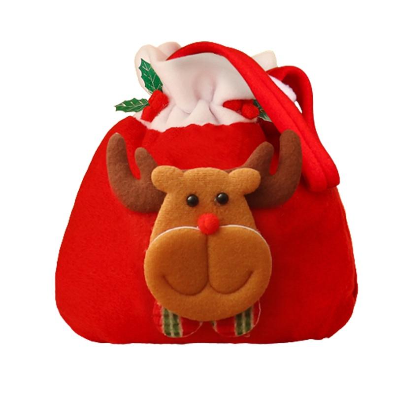 Soft Plush Christmas Kids Gift Doll Bag Drawstring Handle 3d Apple Candy Handbag