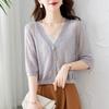 Women's Short Silk Blend Knit Cardigan