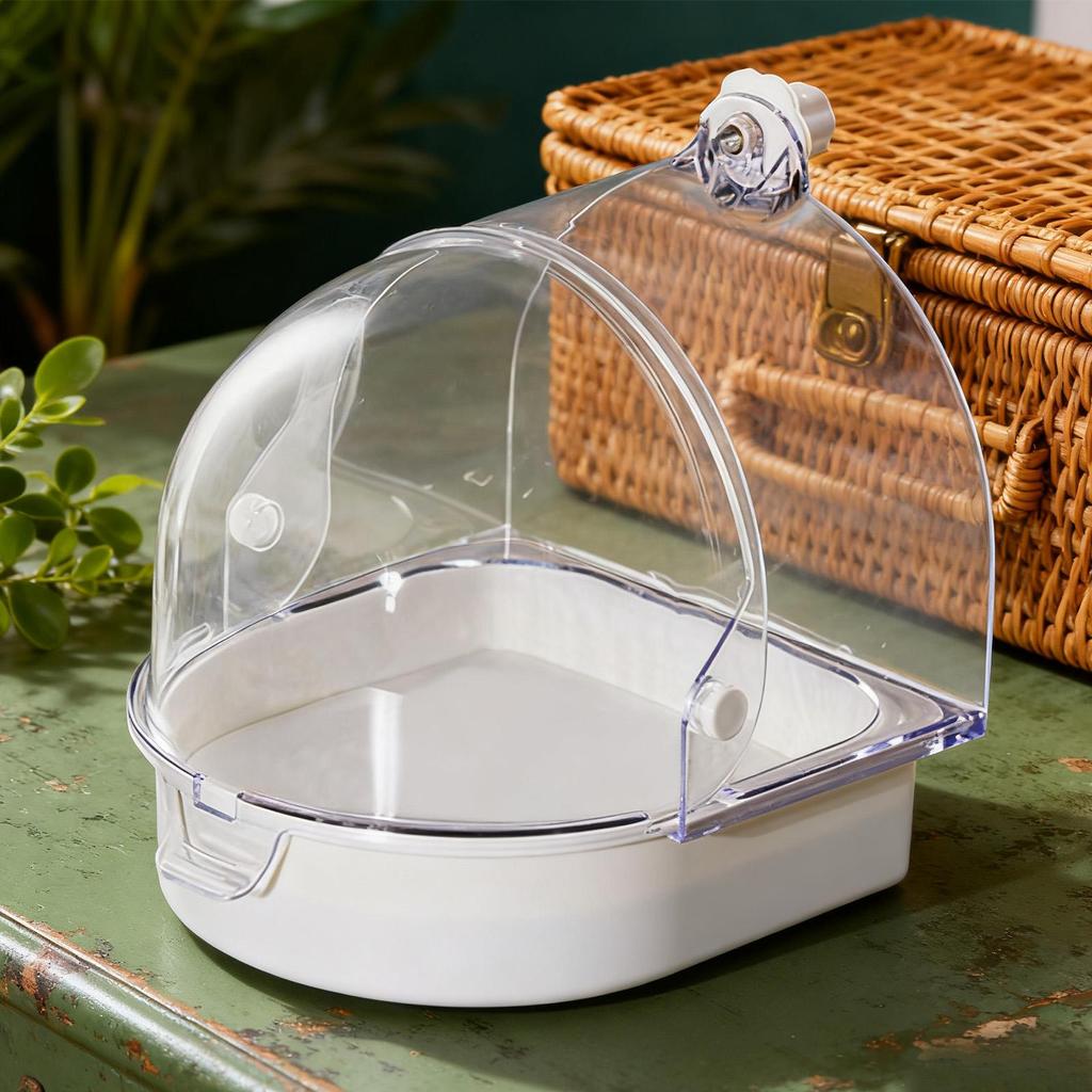 Parakeet Bird Bath Shower Bathtub Bowl Splashproof Transparent Cage Bird Bath For Indoor Window Cockatiel Conure Canary