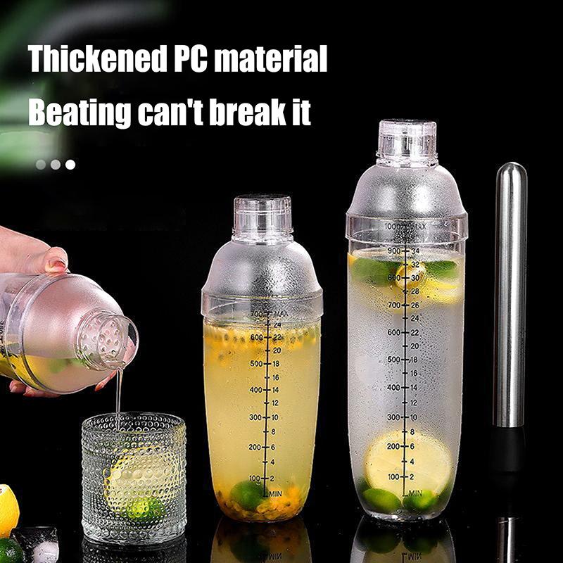 Pc Resin Cocktail Shaker Martini Hand Shaker Cup With Scales 350Ml/500Ml/700Ml/1000Ml Milk Tea Wine Drink Shaker Mixer Bar Tool