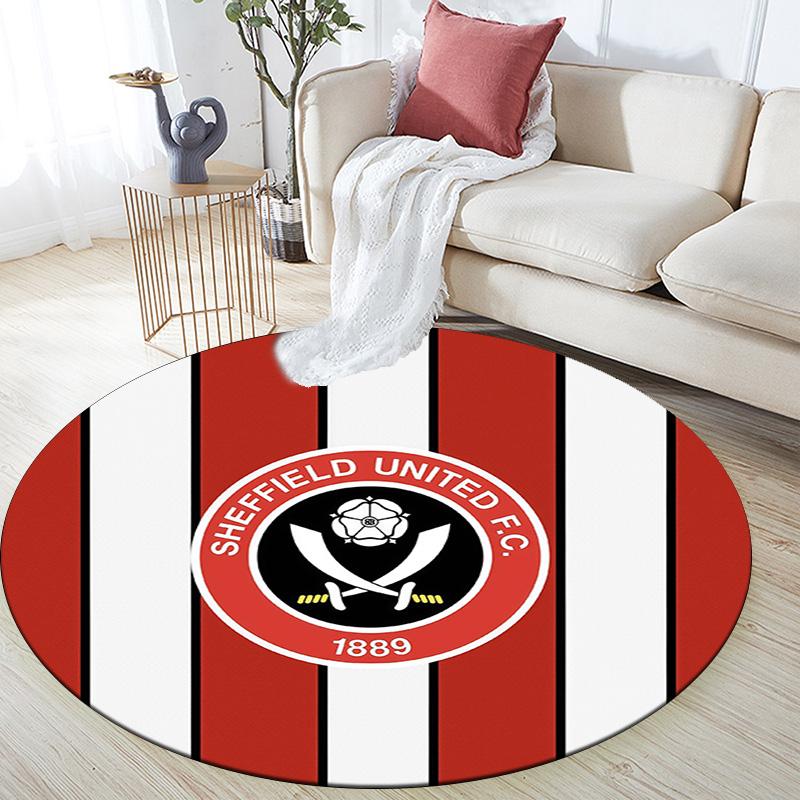 Sheffield United Football Club Round Area Rug,Carpet Rug for Living Room Bedroom Sofa Playroom Decor,Non-slip Floor Mat