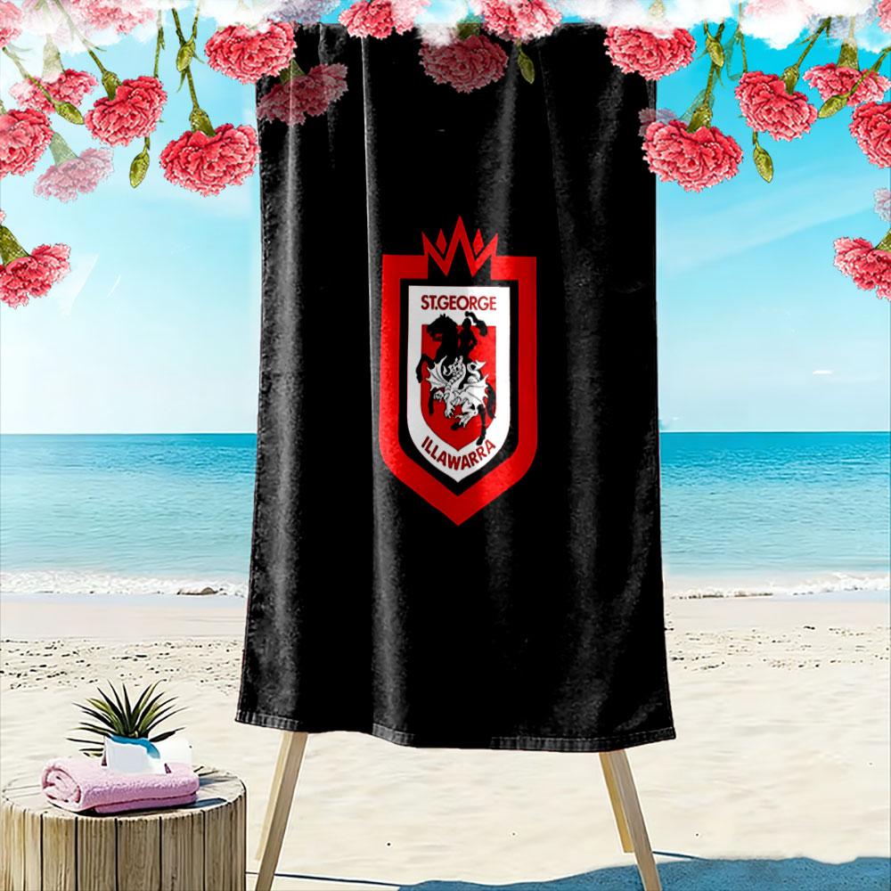 "St George Illawarra Team Emblem Design" Patterned beach towel quick dry perfect for travel outdoor sports jogging the beach and swimming