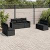 VidaXL Garden Lounge Set 7 Pcs with Cushions Black Wicker 3218815