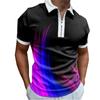 Mode Kleidung Herren Poloshirts Lässig Umlegekragen Reißverschluss Golfbekleidung Print Kurzarm T-Shirt Herren Polos Oberteile